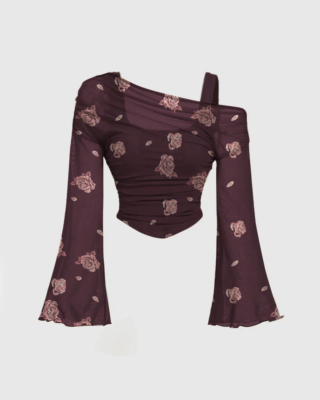 Casual Slim Fit Floral Print Top in Purple - Littlebox India