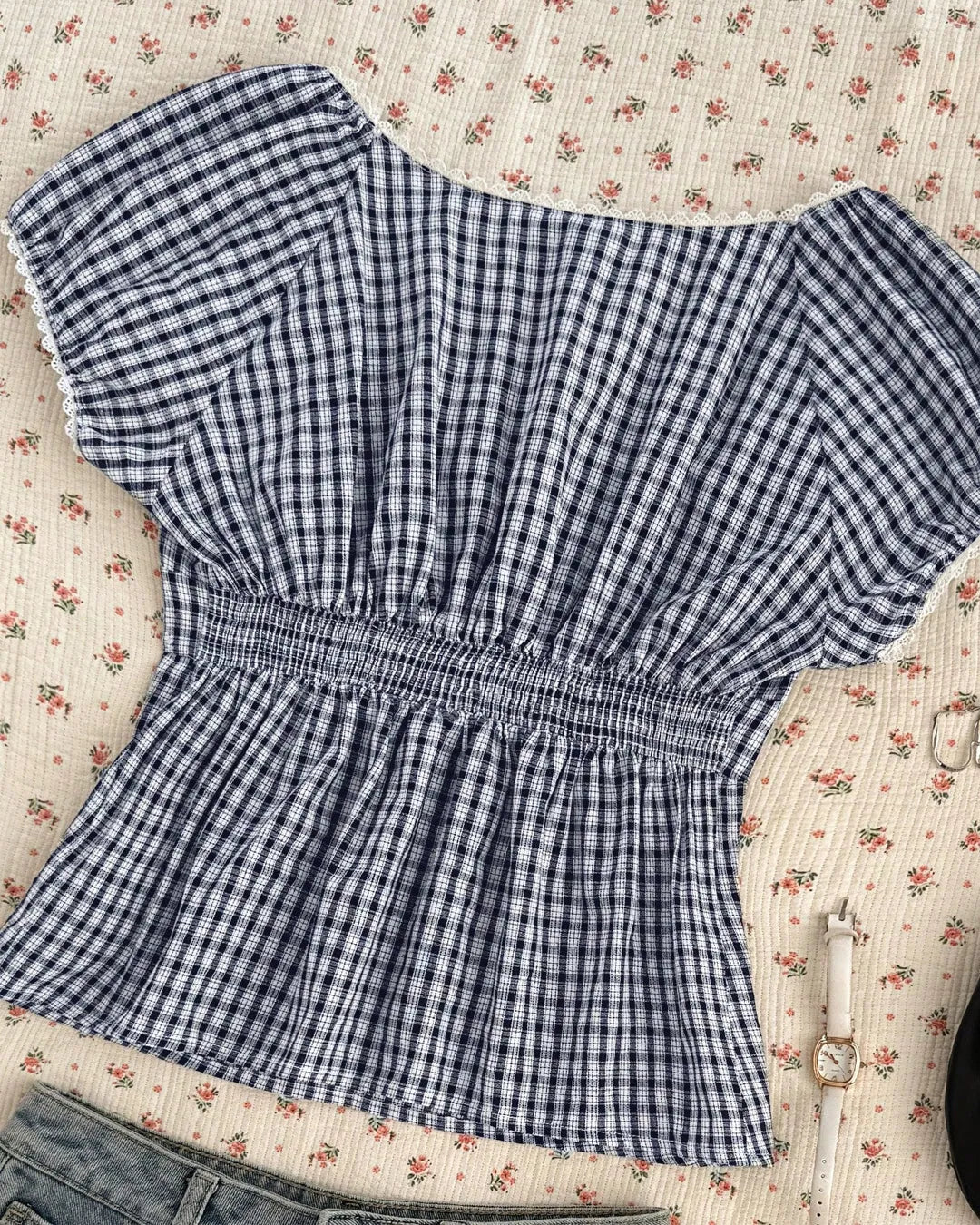 トップス misha&puff sweetheart top 2y Sweetheart Neck Checkered Top Womens in Multi - Littlebox India
