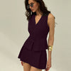 Chic Sleeveless Waist coat and Structured Mini Two Piece Set in Purple  On Model for Women | Littlebox India