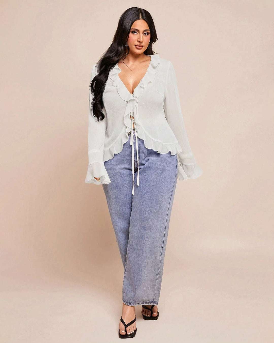 Chiffon Full Sleeve Top Curve & Plus - Littlebox India