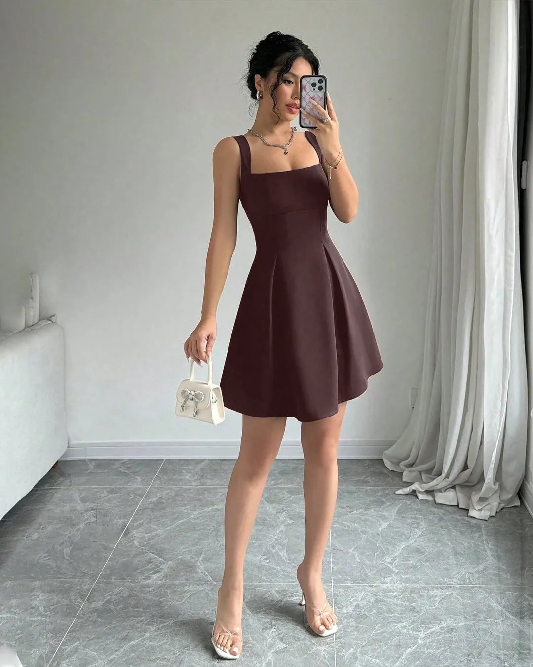 Chocolate Fit Sleeveless Mini Dress - Littlebox India