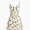 Classic White Polka Dot Print Cowl Neck Spaghetti Strap Mini Dress Front View for Women | Littlebox India