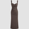 Coca V-Neck Fishtail Midi Dress Front View for Women | Littlebox India
