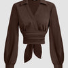 Coco Wrap Style Collar Full Sleeve Top with Tie Waist