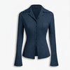 Collar Bell Sleeve Button Shirt in Blue Front View for Women | Littlebox India