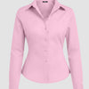 Collar Striped Long Sleeve Shirt in Pink Front View for Women | Littlebox India