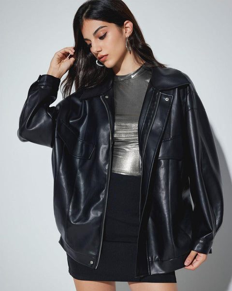 Collared Zip Up Utility Jacket On Model For Women | Littlebox India
