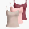 Combo Set of Ribbed Cami Tops in Rose, Ruby and Beige Front View for Women | Littlebox India