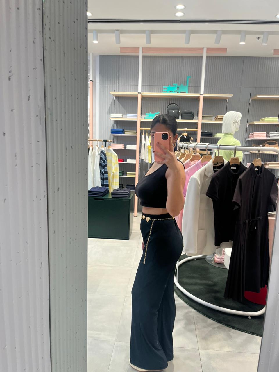 Customer photo 1 of Combo of Two : High-Rise Flared Leg Trousers In Black and Brown