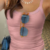 Contrast Trim Casual Tank Top In Dusty Pink Front View For Women | Littlebox India