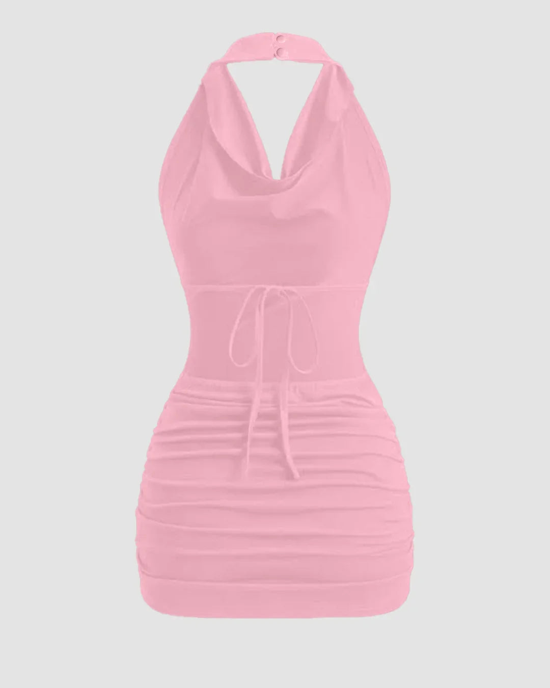 Rose Pink Backless Bodycon Mini Dress