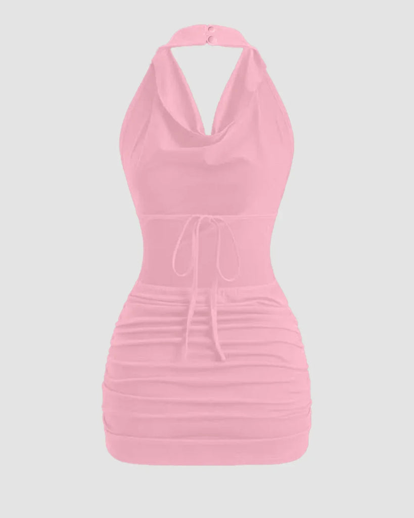 Rose Pink Backless Bodycon Mini Dress - Littlebox India