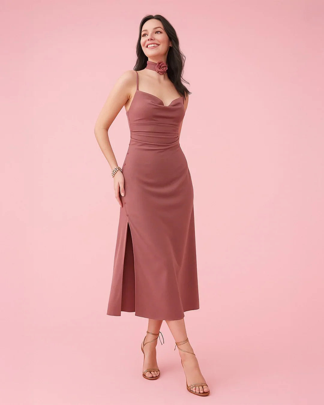 satin midi dress brown Chocolate Brown Satin Bandeau Arden Maxi Dress