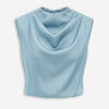 Cowl Neck Sleeveless Tie Back Top in Baby Blue Front View for Women | Littlebox India