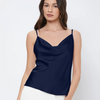 Cowl Neck Sleeveless Top in Navy Blue Front View For Women | Littlebox India