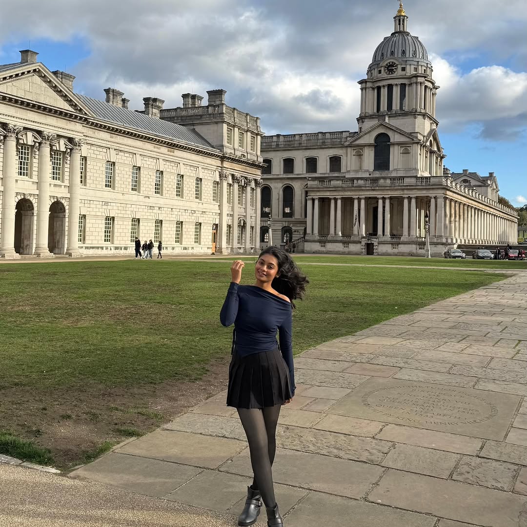 Customer photo 1 of Crew Neck Cinched Waist Asymmetrical Long Sleeve Top In Navy Blue