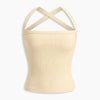Criss Cross Halter Sleeveless Crop Top in Apricot Front View for Women | Littlebox India