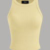 Vanilla cropped knit tank top in vanilla, made from soft, stretchy material for comfort and style.
