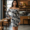 Off-Shoulder Abstract Print Bodycon Mini Dress