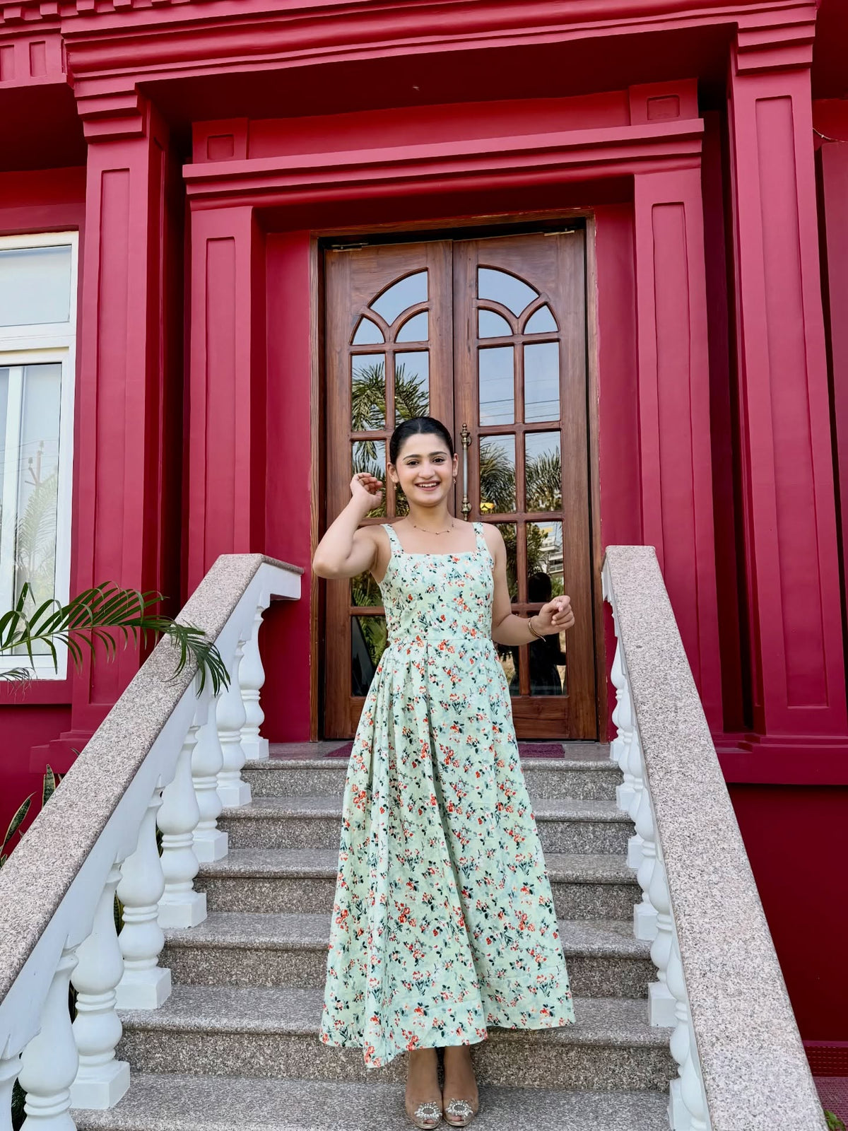 Customer photo 3 of Floral Fit & Flare Sleeveless Midi Dress