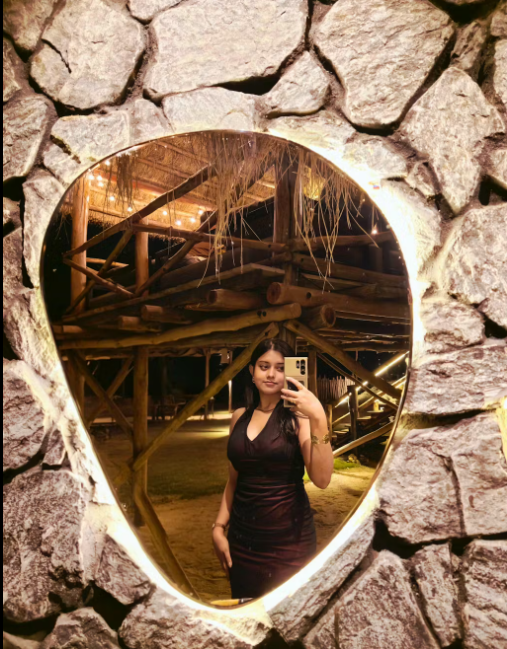 Customer photo 2 of Backless Mermaid Long Dress with Mesh Halter Neck In Red