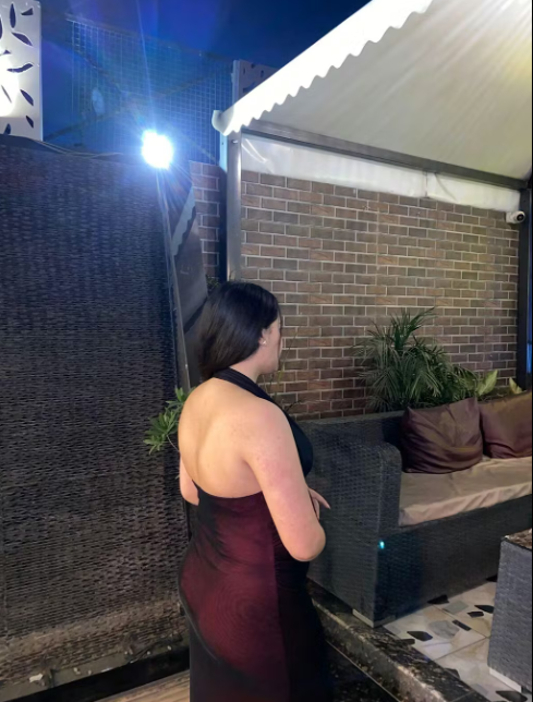 Customer photo 3 of Backless Mermaid Long Dress with Mesh Halter Neck In Red