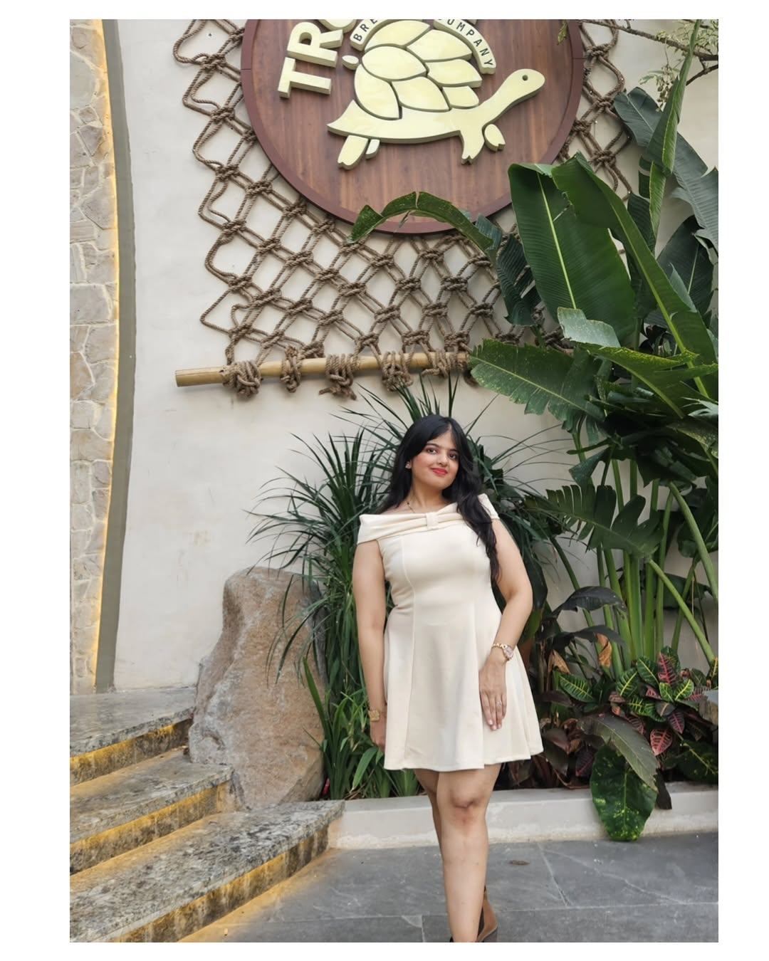 Customer photo 3 of Beige Strapless Backless Mini Dress With Bow Detail