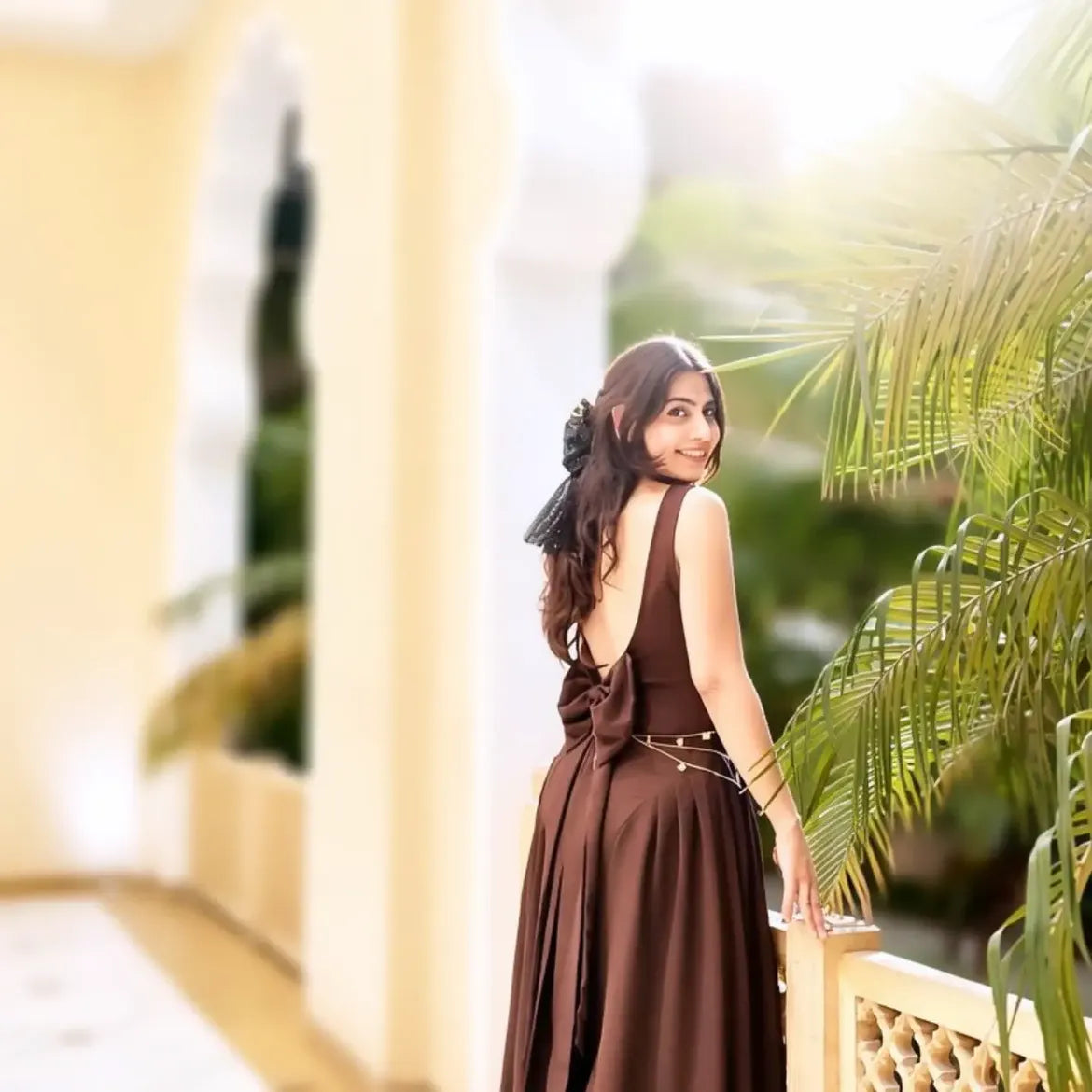 Customer photo 1 of Square Neck Slim Fit Flared Hem Sleeveless Midi Dress in Chocolate Fondae