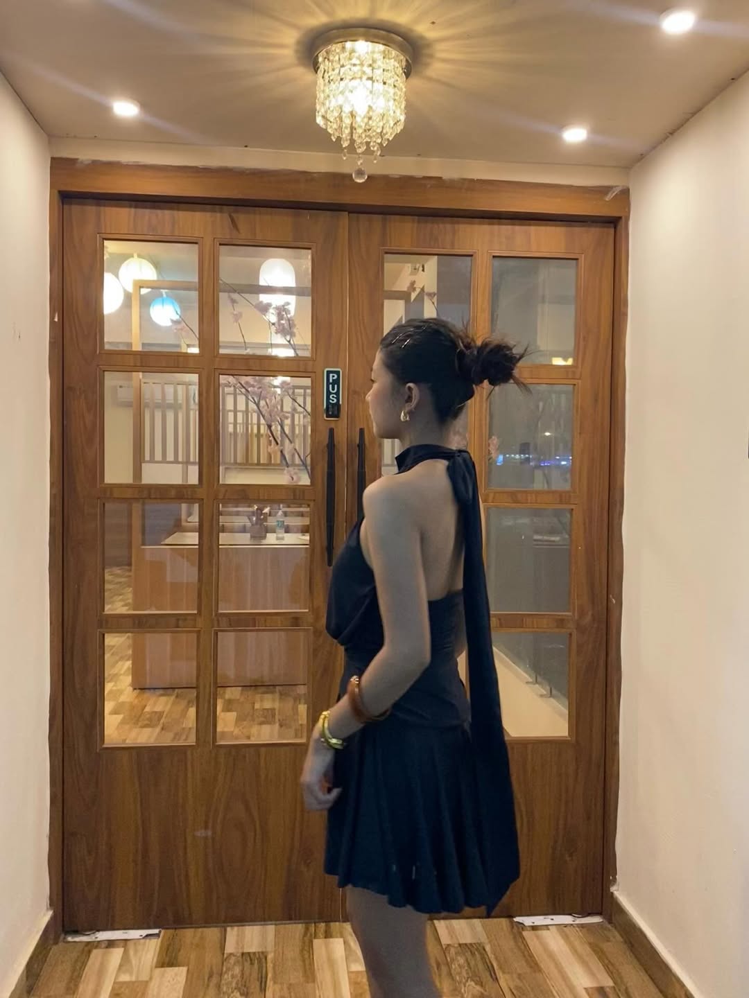 Customer photo 3 of Stand Collar Sleeveless A-Line Mini Dress in Blue