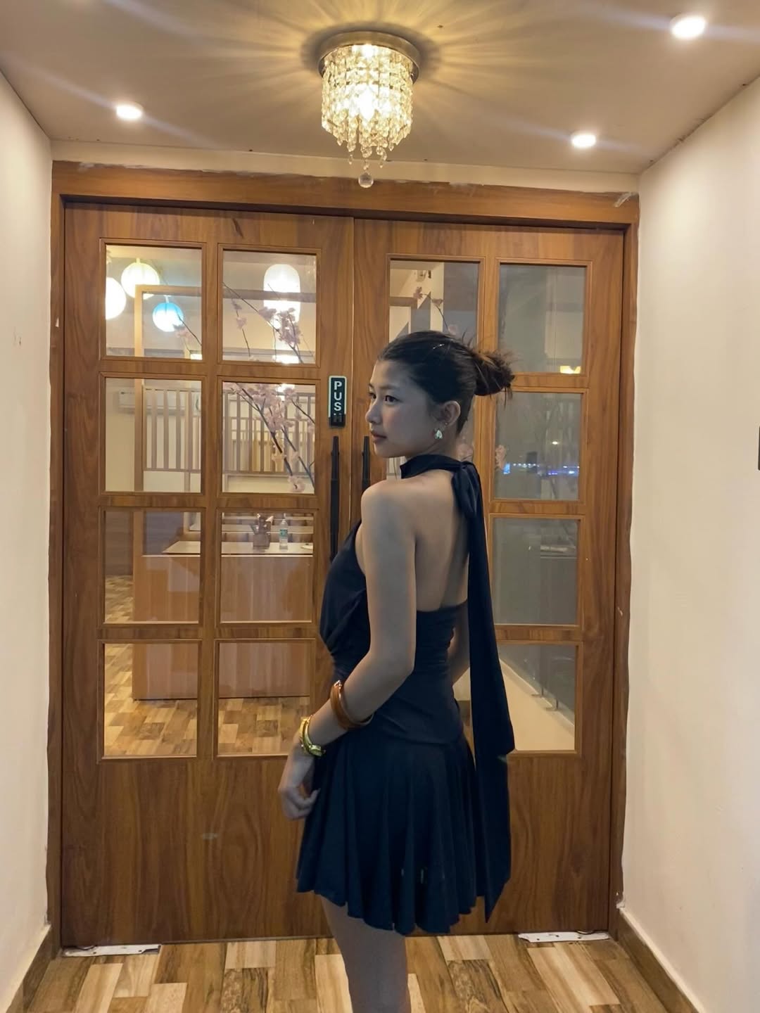 Customer photo 1 of Stand Collar Sleeveless A-Line Mini Dress in Blue