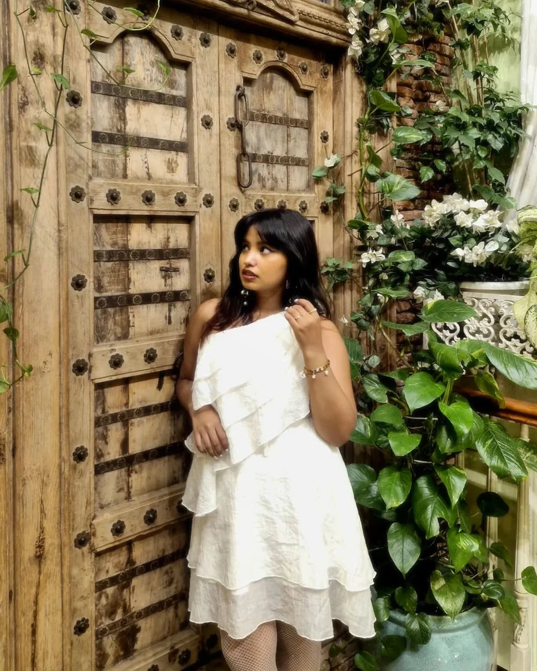White Ruffle Asymmetrical Dress – Littlebox India