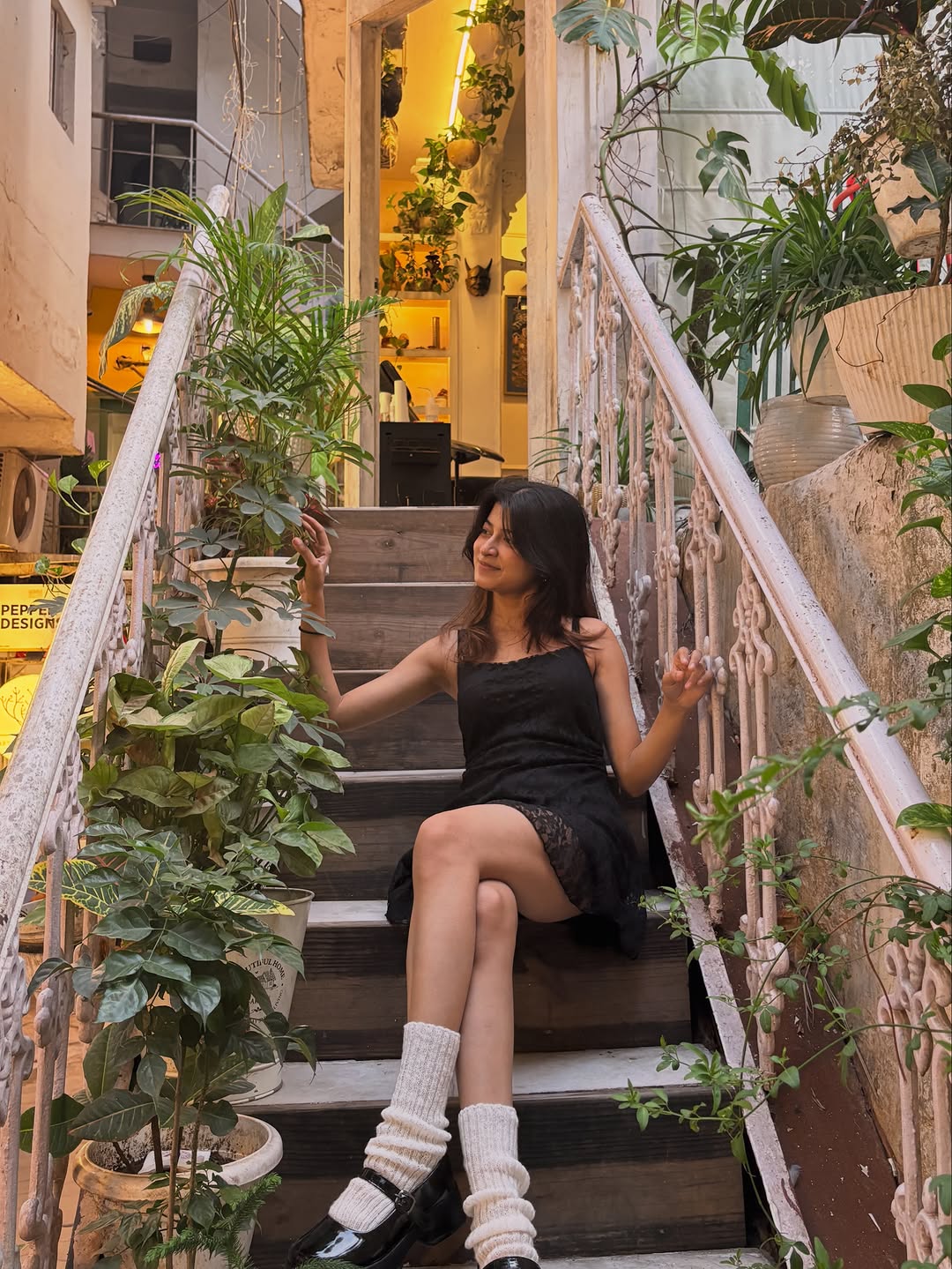 Customer photo 2 of Floral Textured Spaghetti Bodycon Mini Dress in Black