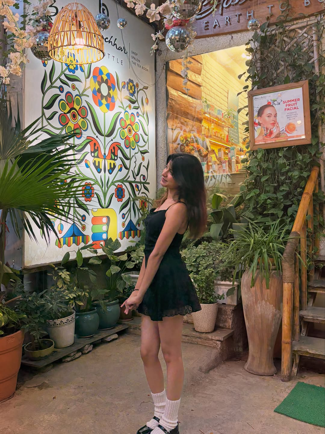 Customer photo 1 of Floral Textured Spaghetti Bodycon Mini Dress in Black