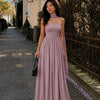 Strapless Flared Maxi Dress with Scarf in Dusty Pink