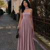 Strapless Flared Maxi Dress with Scarf in Dusty Pink