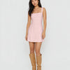 A-Line Square Neck Thick Strap Solid Dress in Baby Pink
