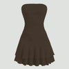 Strapless Brown Mini Dress With Cinched Waist
