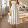Backless Tie-Up Strap Maxi Dress in Classic White