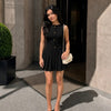 Button Detail Sleeveless Mini Dress in Soft Black