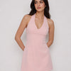 Halter Neck Fitted Mini Dress in Powder Pink