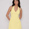 Halter Neck Fitted Mini Dress in Vanilla