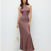 Halter Neck Satin Maxi Dress in Lilac
