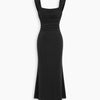 Square Neck Ruched Shimmer Mermaid Maxi Dress in Classic Black