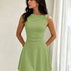 Knot Detail Fit and Flare Mini Dress in Sage Green