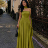 Strapless Flared Maxi Dress in Dark Citron