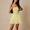 Floral Textured Spaghetti Strap Bodycon Mini Dress in Vanilla