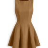 Fitted Waist Flared Mini Dress in Esspresso Brown