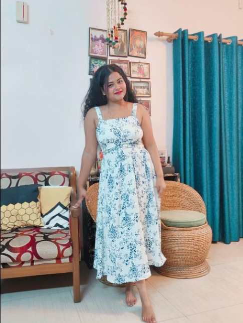 Customer photo 2 of Square Neck Floral Fit and Flare Midi Dress