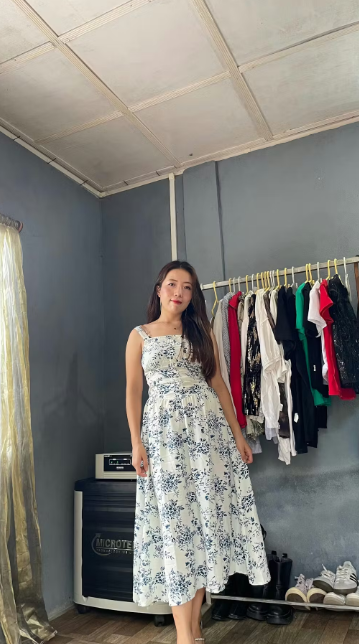 Customer photo 3 of Square Neck Floral Fit and Flare Midi Dress