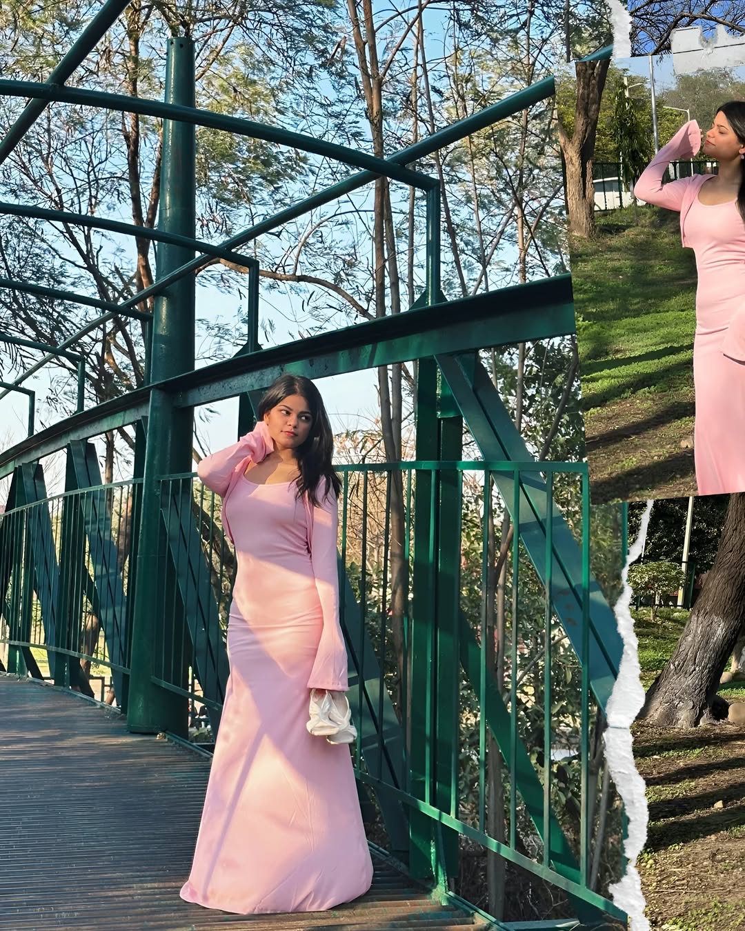 Customer photo 2 of Two Piece Set : Solid Color Flare Sleeve Shrug Top And Cami Dress In Baby Pink